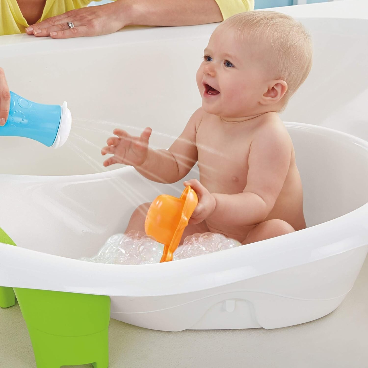 Fisher-Price Baby to Toddler Bath 4-in-1 Slingn Seat Tub 2 Toys Green