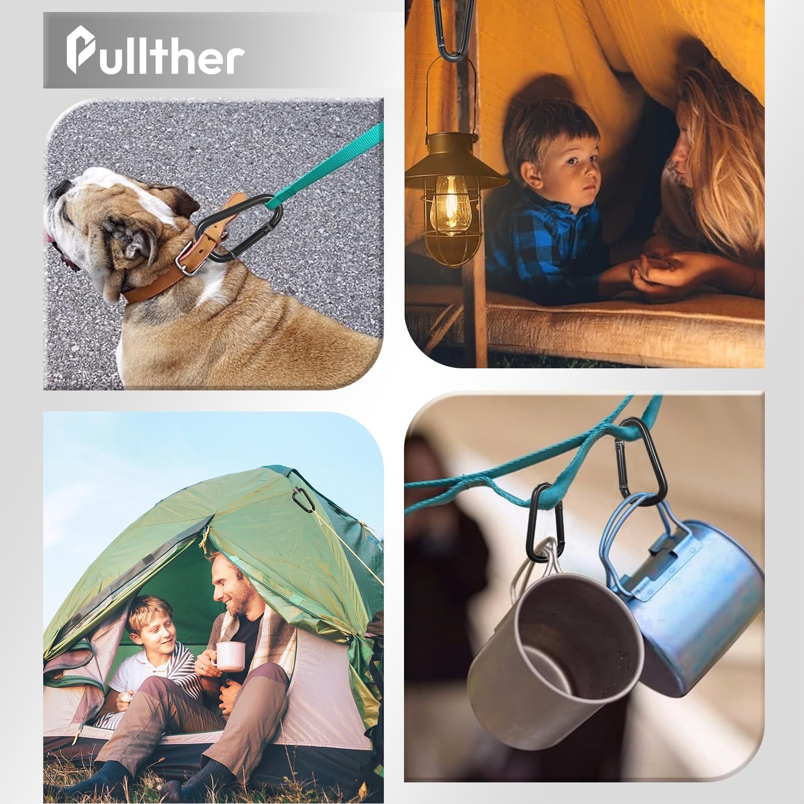 Aluminum Carabiner Clips - Set of 10,2.36in,Black Carabiner Clip,Key Clip,Co