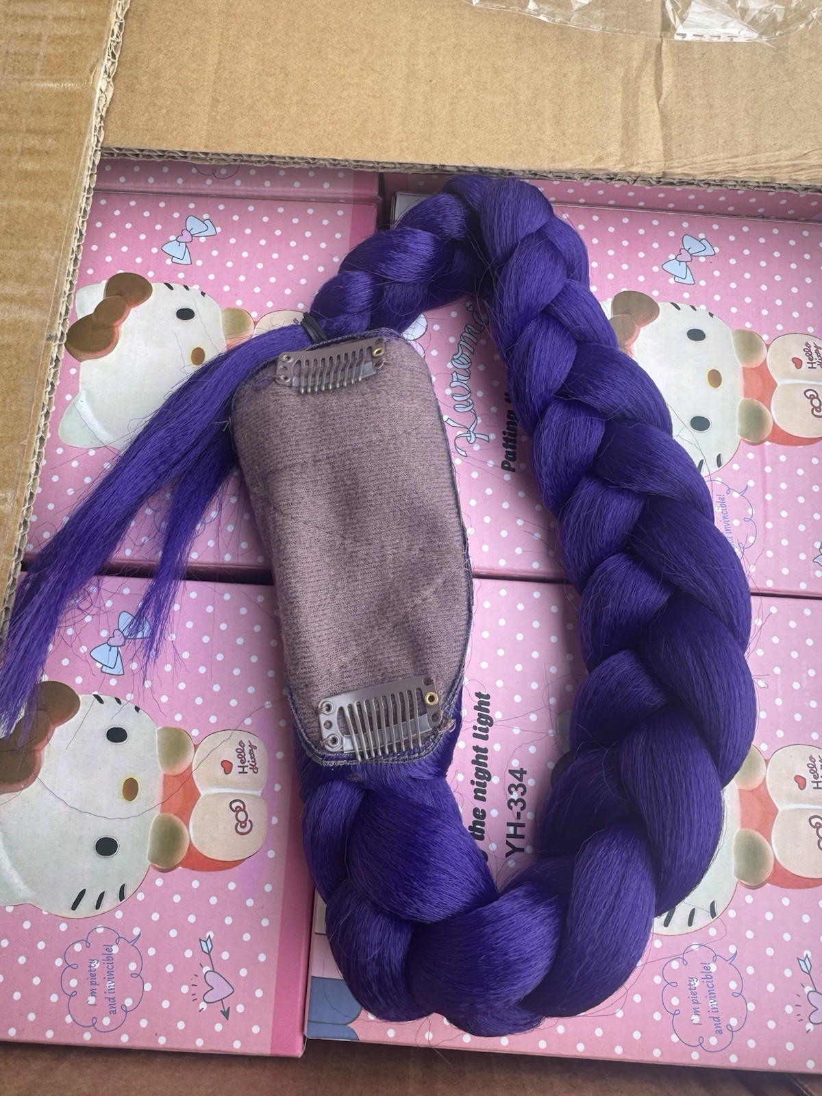 Kpop Purple Braided Hair Extension w Clip-In Attachment