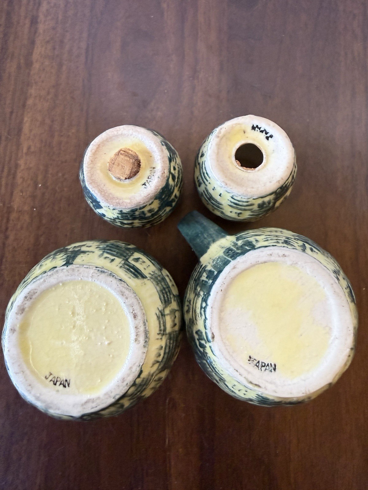 Miniature Vintage Japan Creamer Sugar Salt Pepper Set Hand Painted 4 Pc