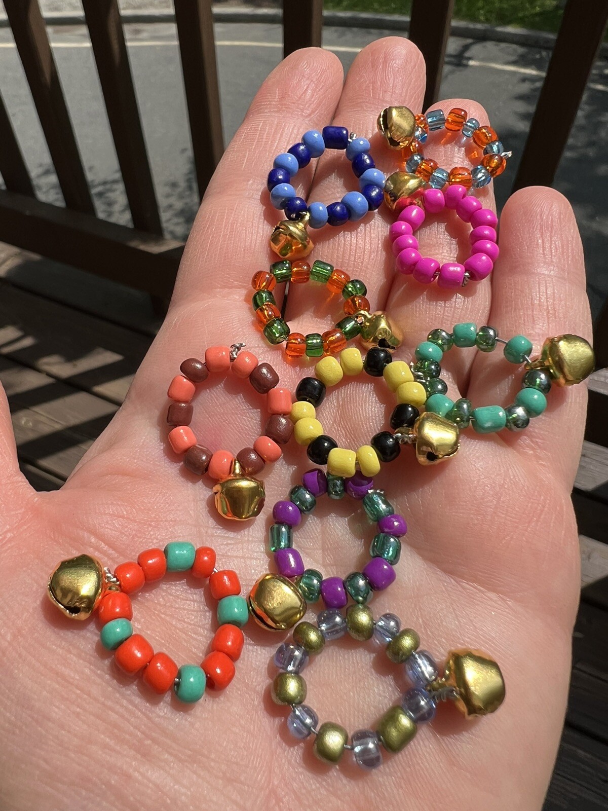 Pigeon Rings Leg Bands Parrot Birds Handmade with Bell Colorful  Beads 15 Rings