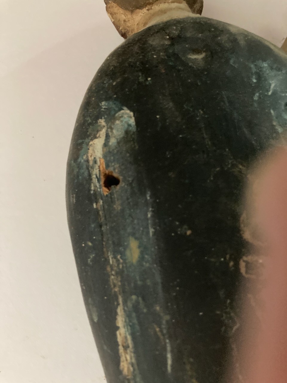 Authentic Antique Hand Carved Wooden Polychrome Santo Figure