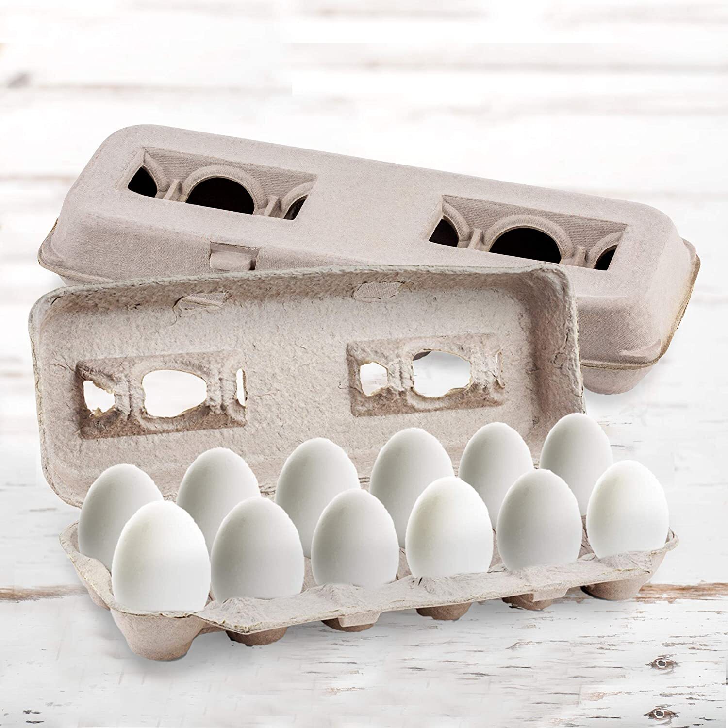 MT Products 12 Compartment Blank Natural Pulp Egg Cartons - Pack of 25