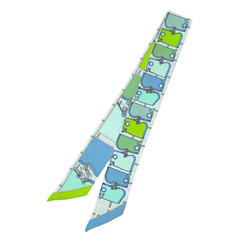 Hermes Twilly Camaille Yellow Multicolor Silk Scarf Used