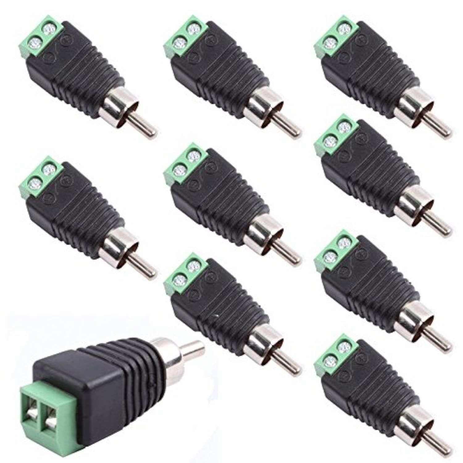 exgoofit RCA Male Plug to AV Screw Terminal Connector 10-Pack