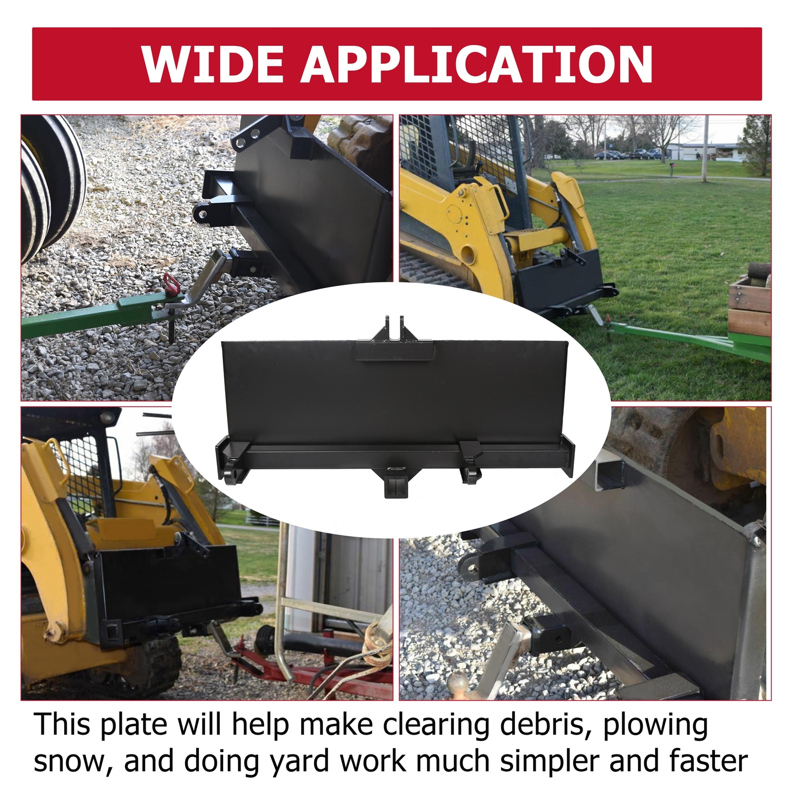 Skid steer 3 Point Attachment Adapter Skid Steer Trailer Hitch Front Loader Case