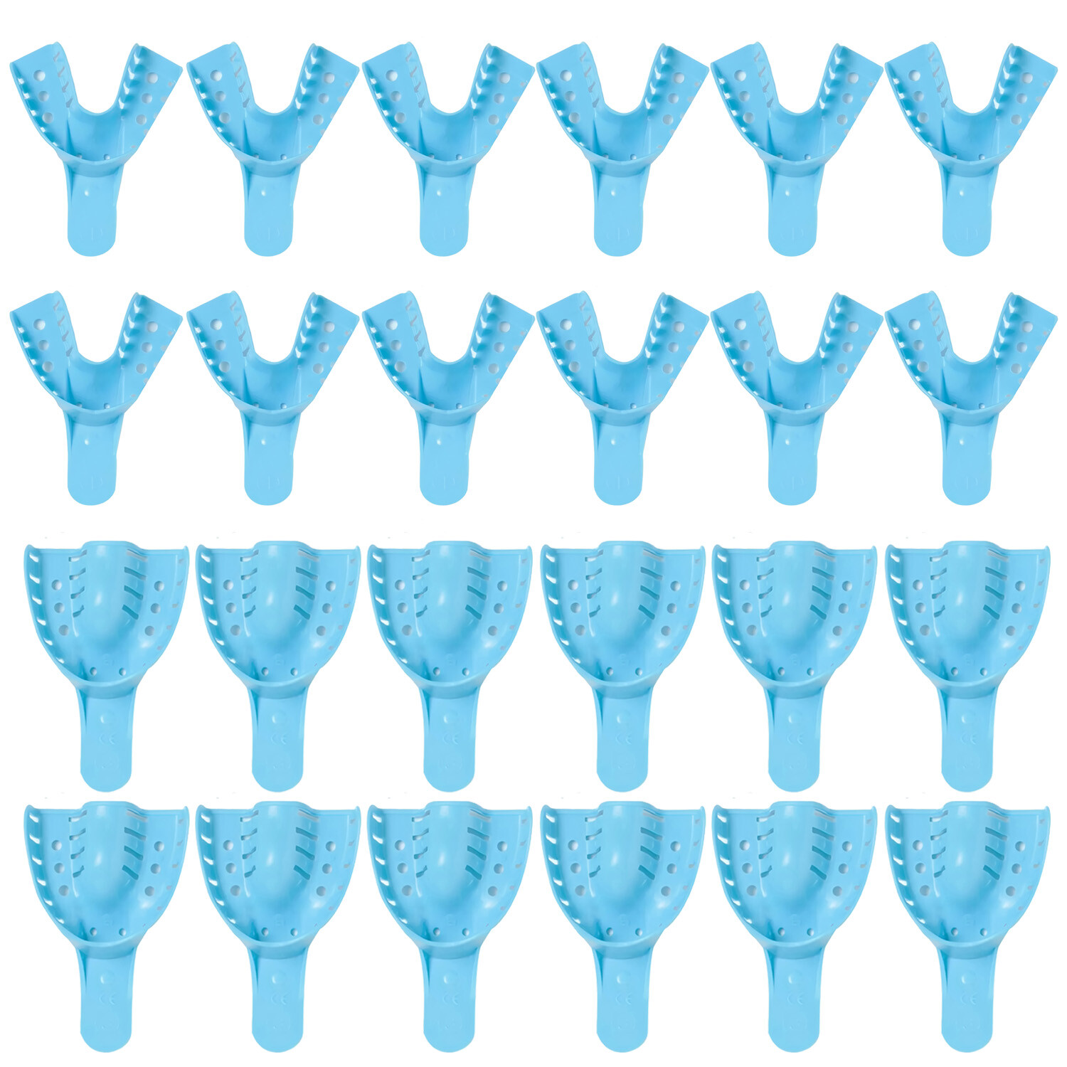 Dental Impression Trays Plastic Denture Medium Upper/Lower(1 Bag of 24)