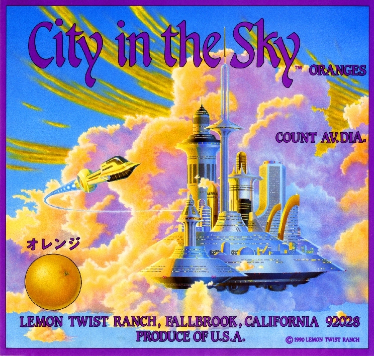 Fallbrook City in the Sky Orange Crate Label Art Print