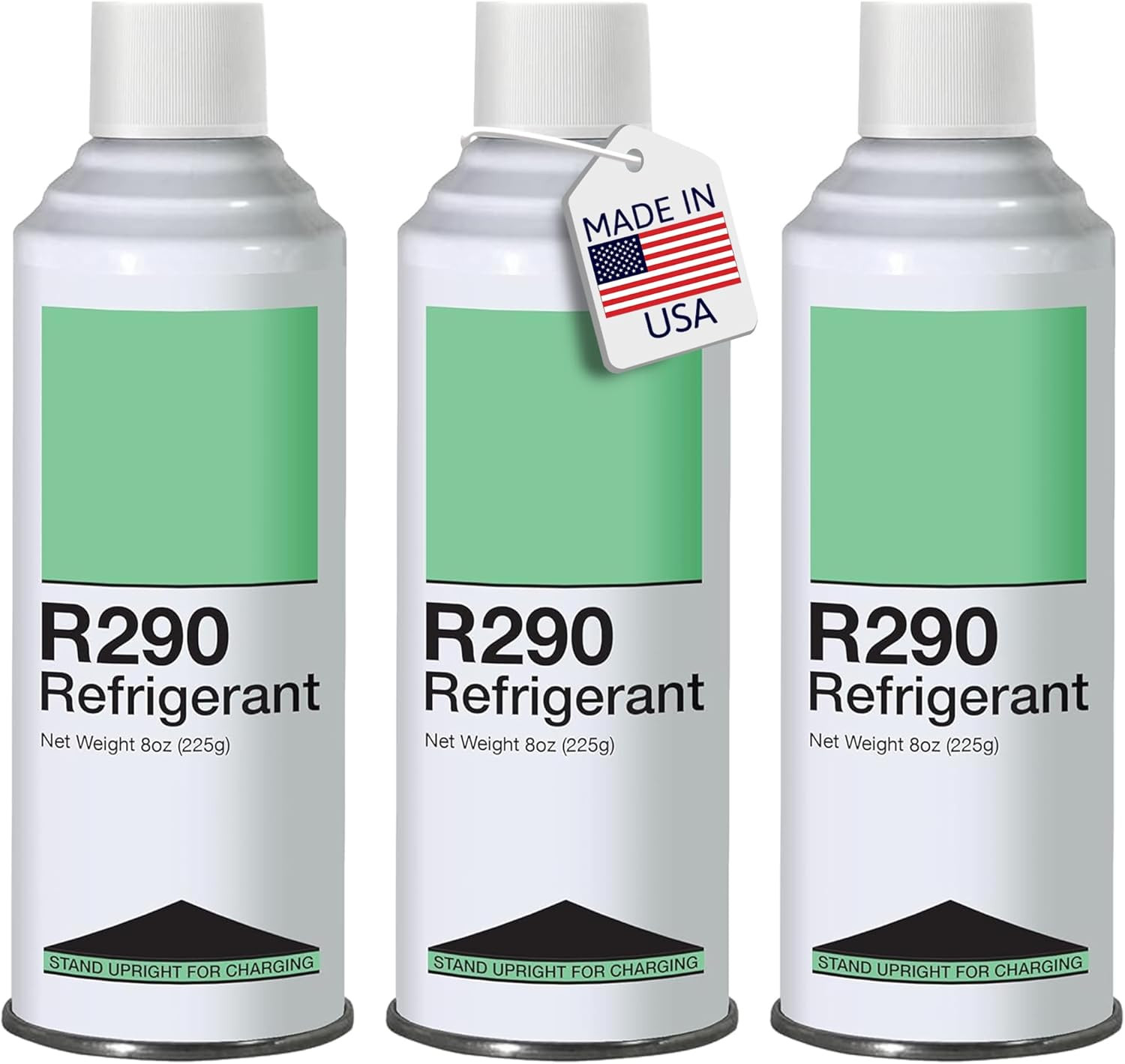 R290 Refrigerant 3-Pack - 8Oz Upright Charging Self Sealing Can - Can Stand Upri