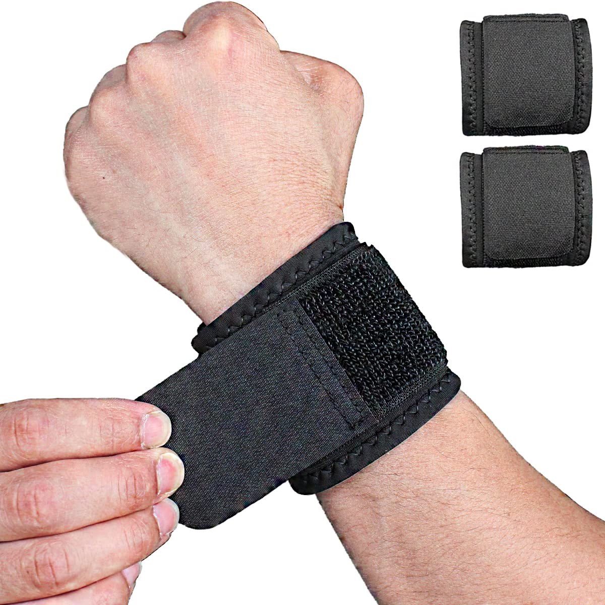 2 Pack Adjustable Wrist Support for Fitness, Carpal Tunnel & Arthritis Relief