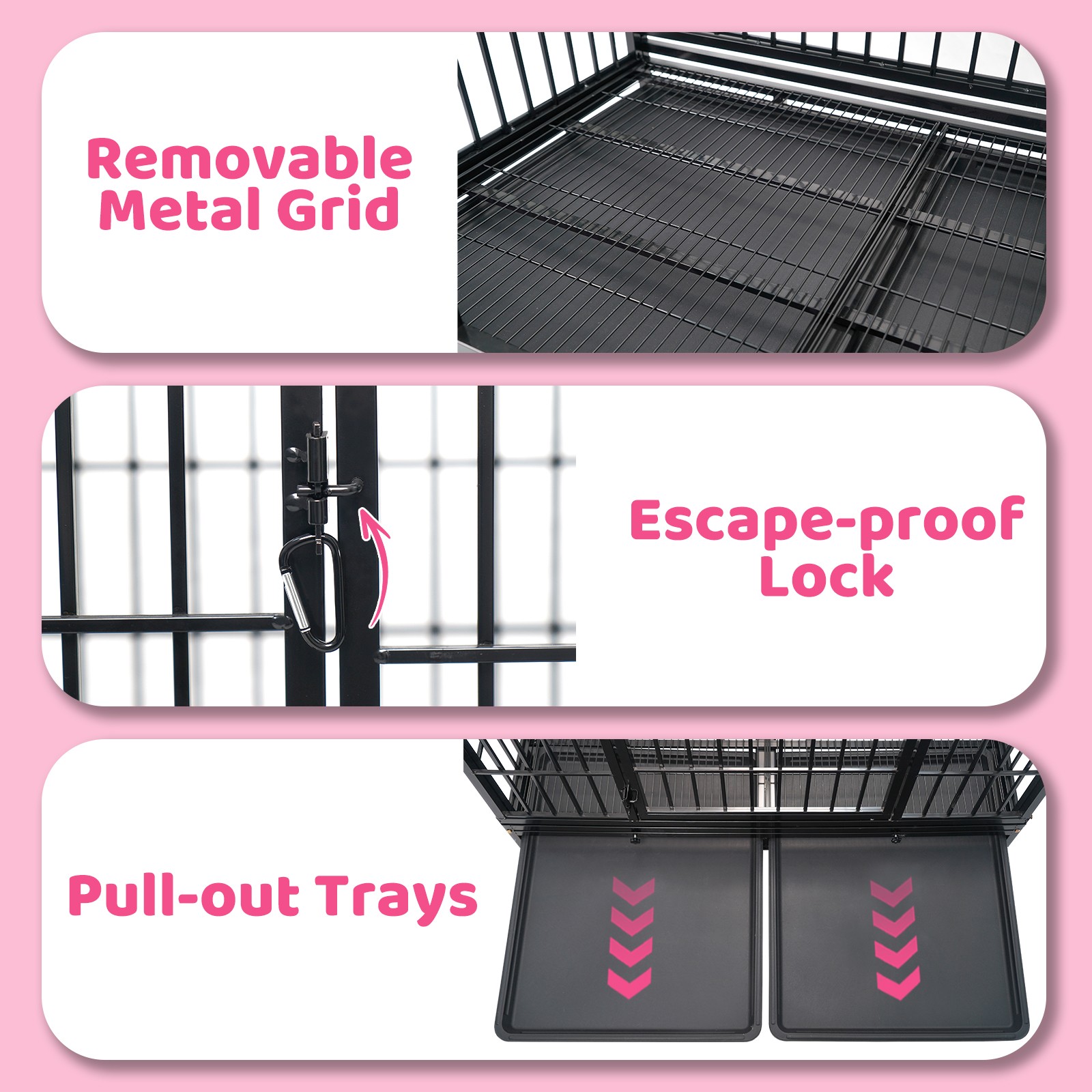 47 in Large Dog Crate Dog Kennel Indoor Stackable, Big Dog Cage for Large Dogs