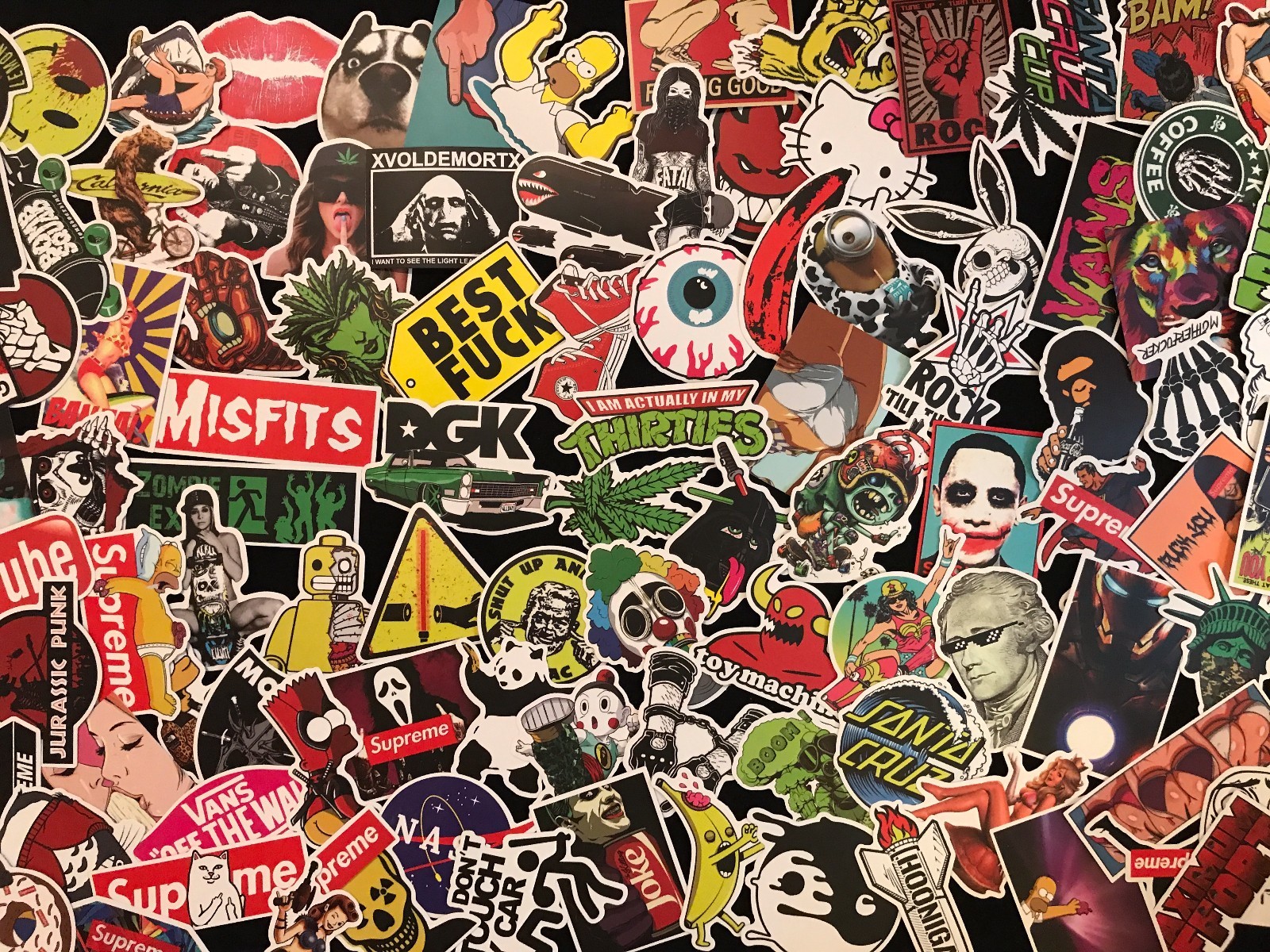 300 Random Skateboard Stickers bomb Vinyl Laptop Luggage Decals Dope Sticker Lot