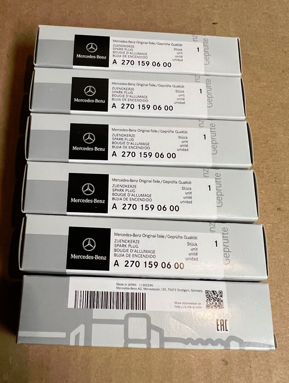 New Genuine OEM Mercedes A 270 159 06 00 - Set of 6 Spark Plugs ** SHIPS FREE