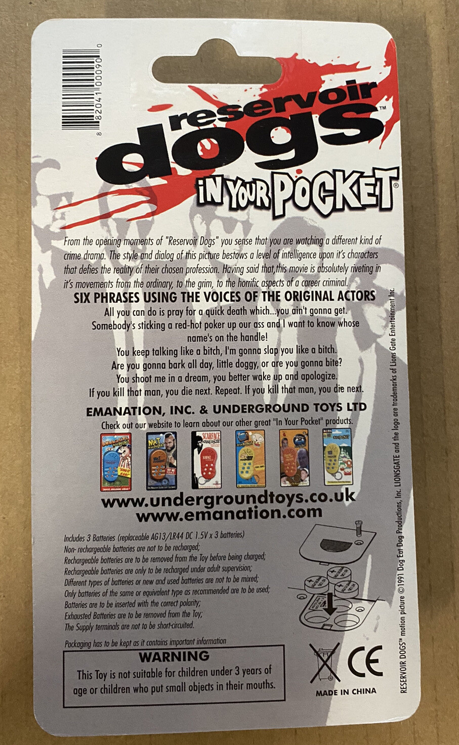 CLEARANCE!!! Reservoir Dogs In Your Pocket Electronic Talking Key Chain -Rated R