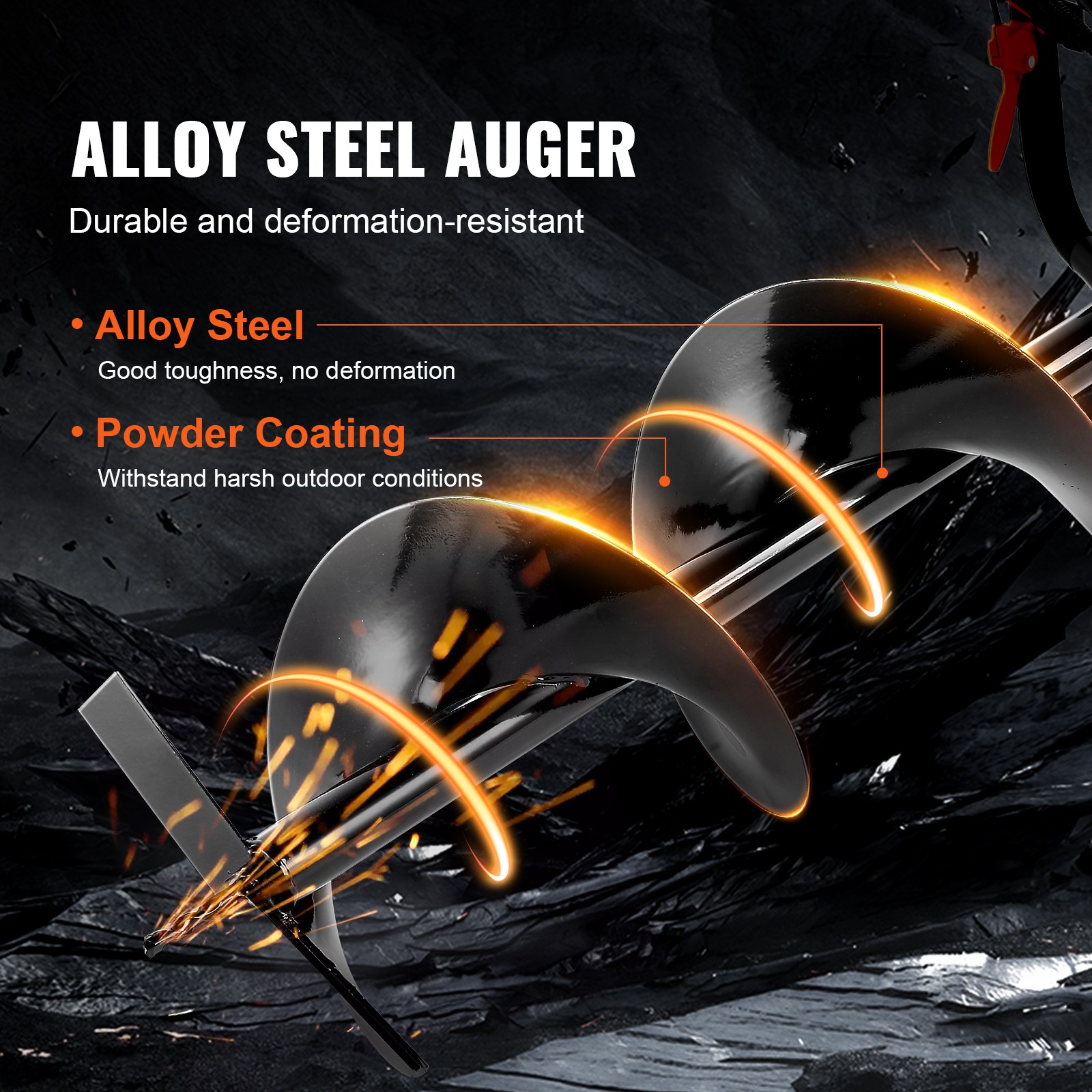 VEVOR Post Hole Digger 52cc Gas Powered Earth Digger 2 Auger Drill Bit 6" & 10"