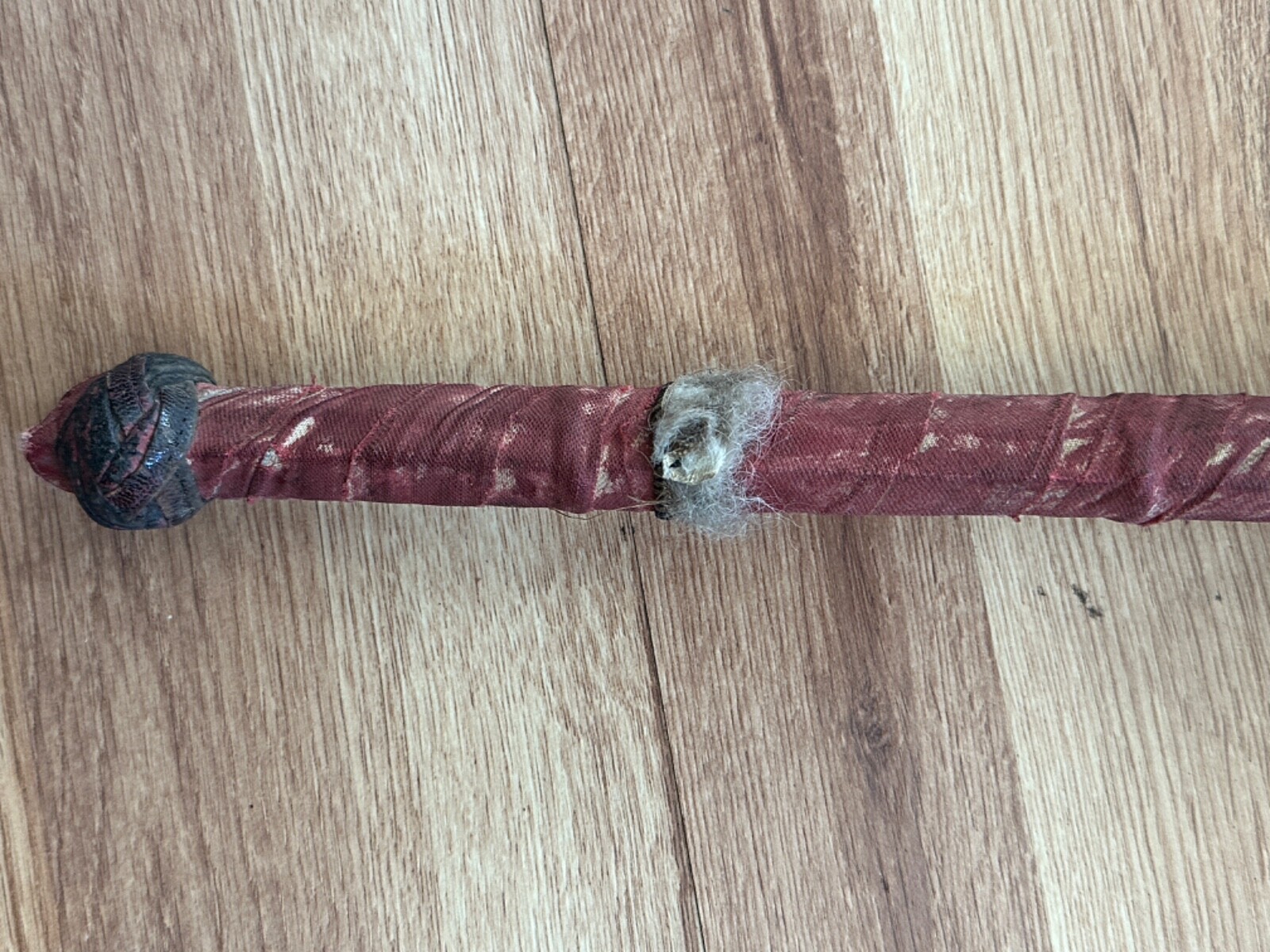 Antique Native American skull cracker weapon tomahawk rawhide painted stone club