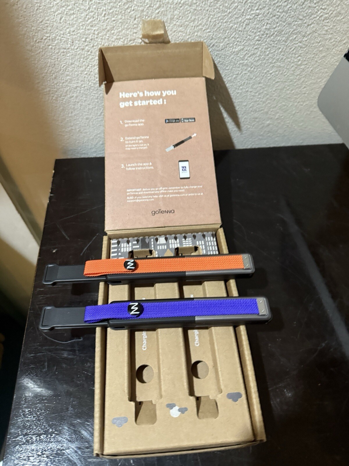 2 of GoTenna Off-Grid Texting SMS GPS Communicator Radio. Purple & Orange. 2x