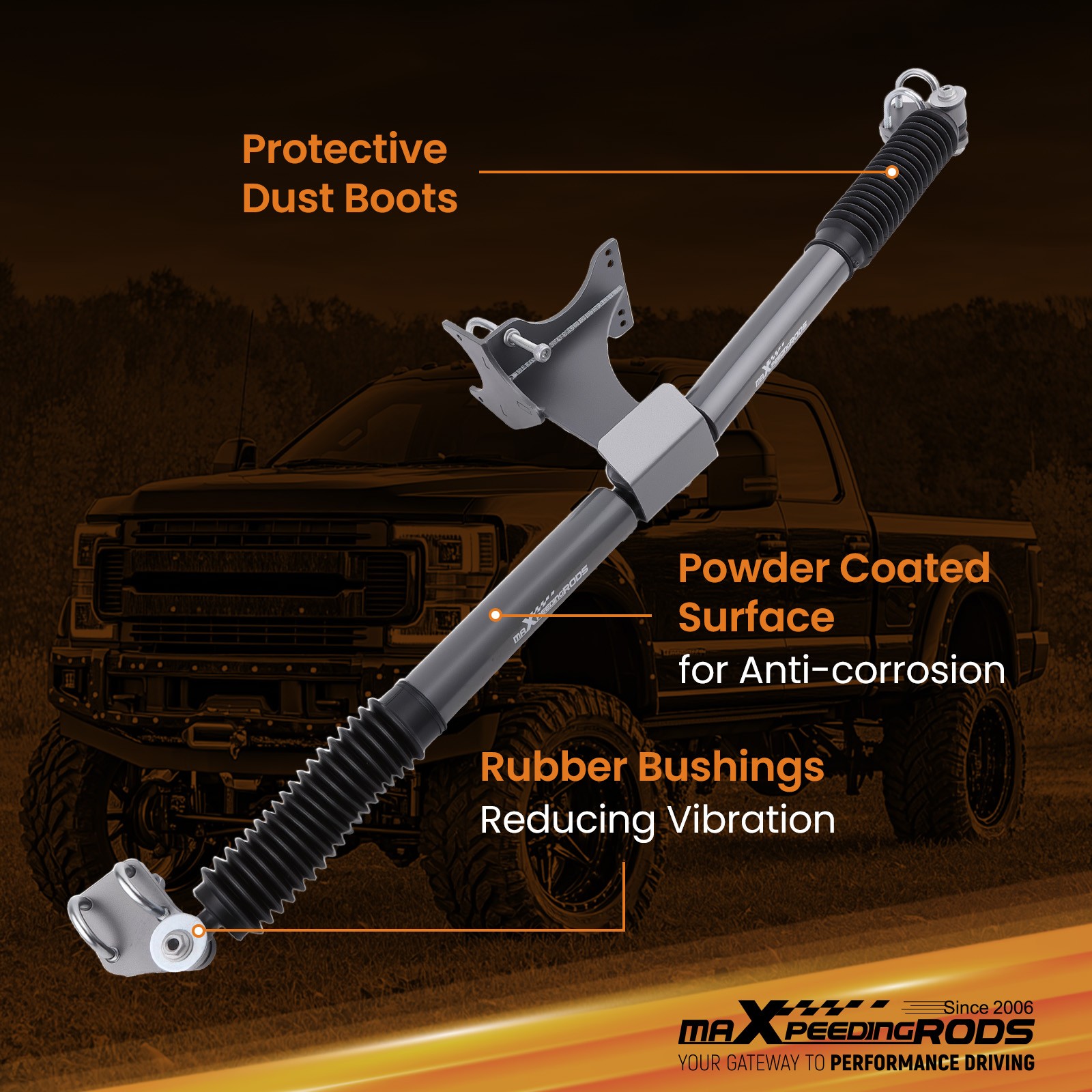 maXpeedingrods Dual Steering Stabilizer for Ford F250 F350 Super Duty 2005-2024