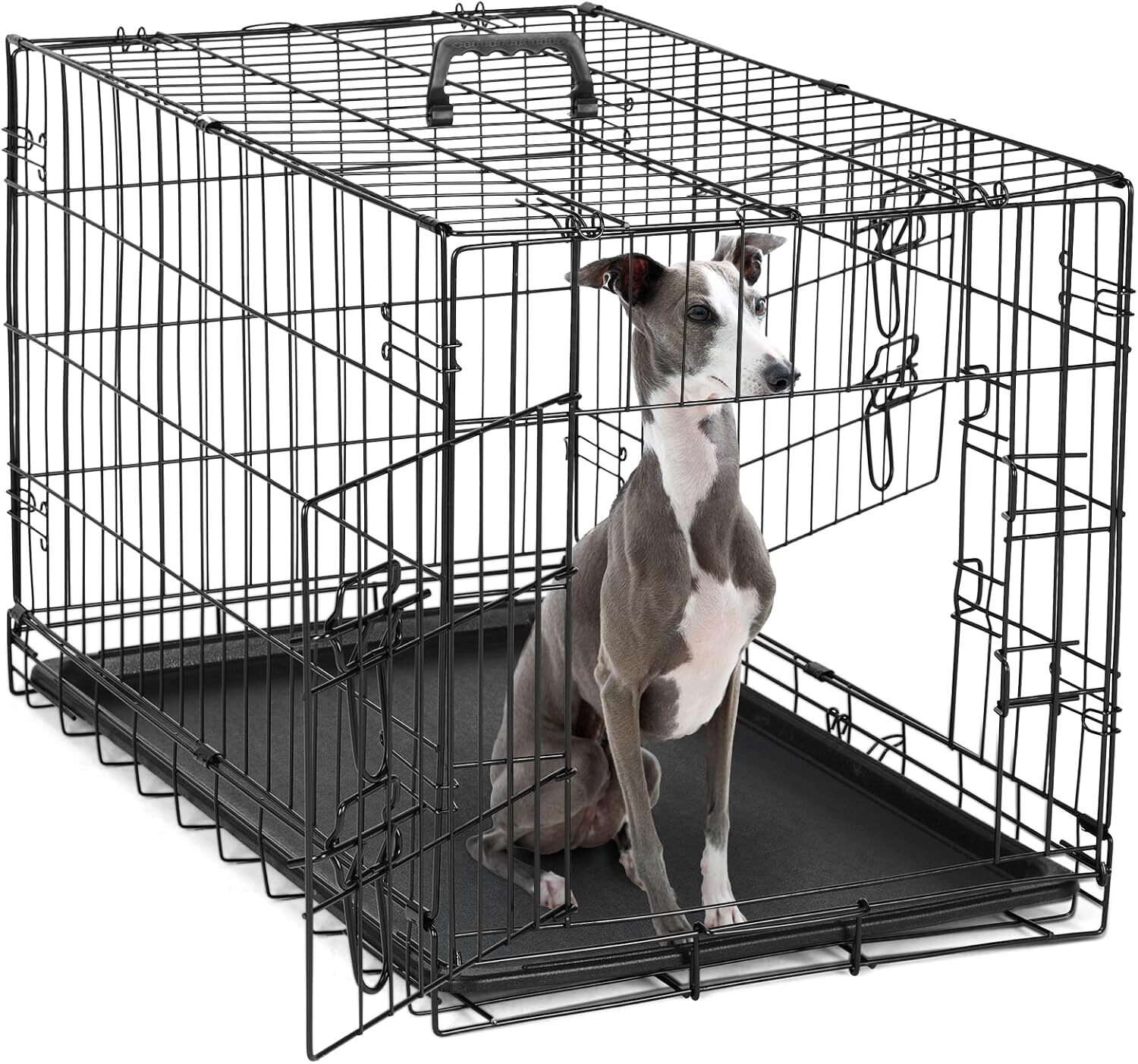 Crate for Dogs Double Doors Small Foldable Pet Cage Enhanced Wire Metal Kennel