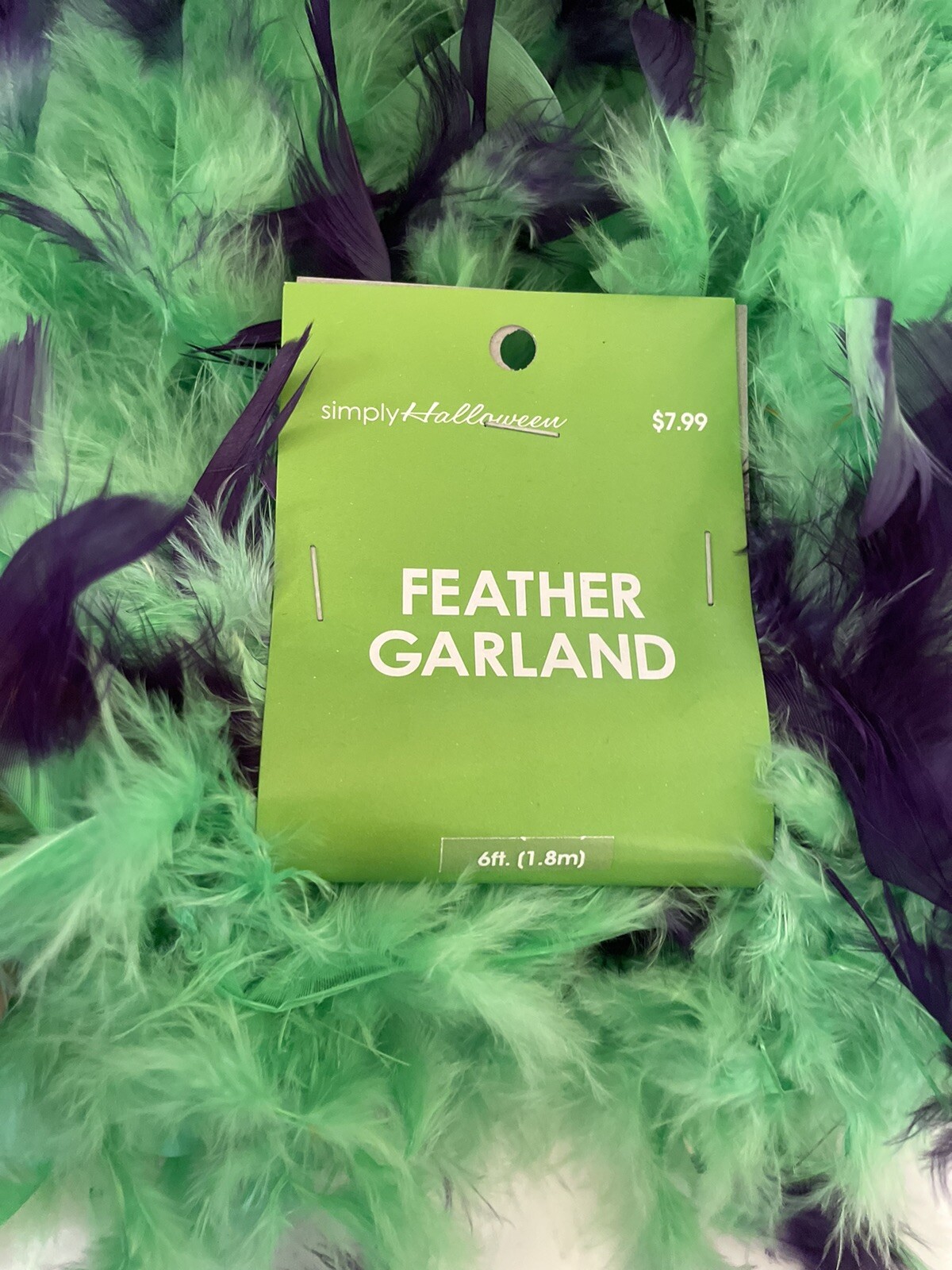 Feather Garland Boa 6ft Green Purple Halloween Costume Dance Party New MSRP$7.99