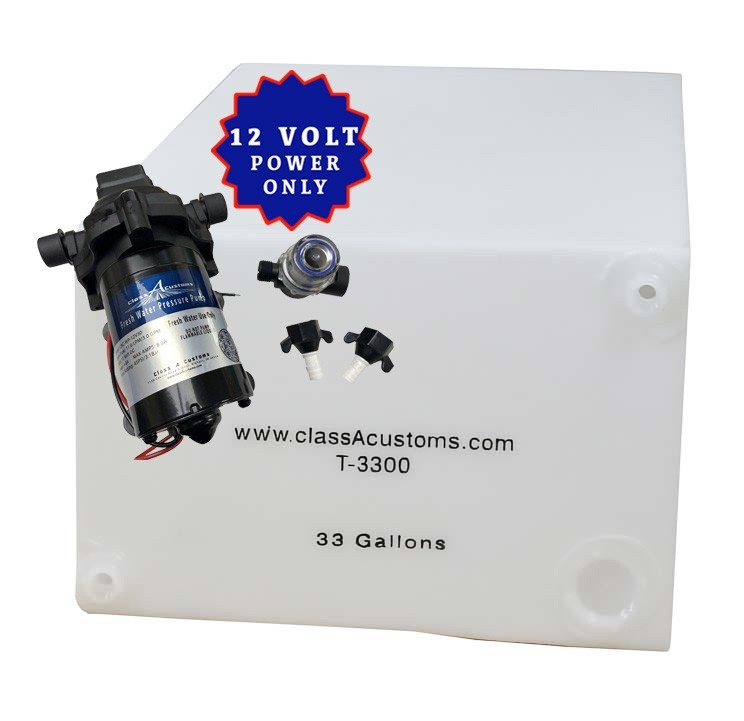 33 Gallon Fresh Water Holding Tank & 12 Volt Water PUMP ~~T-3300-CAC-WP-12V30