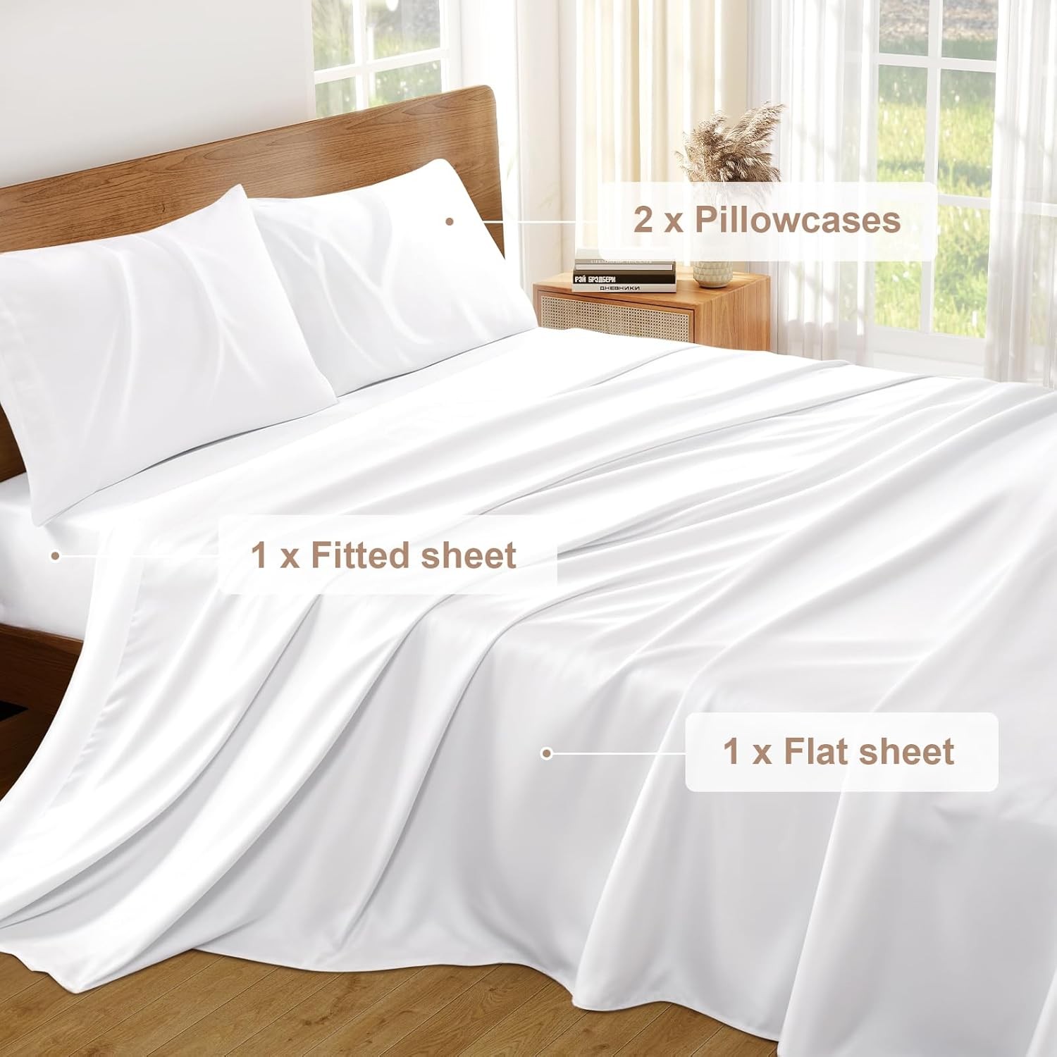 Bedding Set, 100% Bamboo Fiber Fabric Bedding