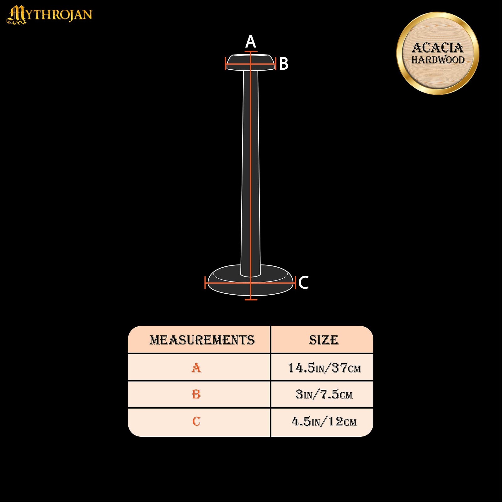 Medieval Helmet Stand Wooden Display Armor Holder Viking Knight Headwear Black