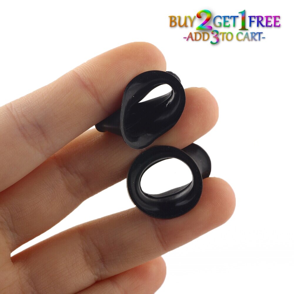 Pair 8g-50mm BLACK SILICONE EYELET TUNNELS Double Flare Gauges Thin Flesh 1032
