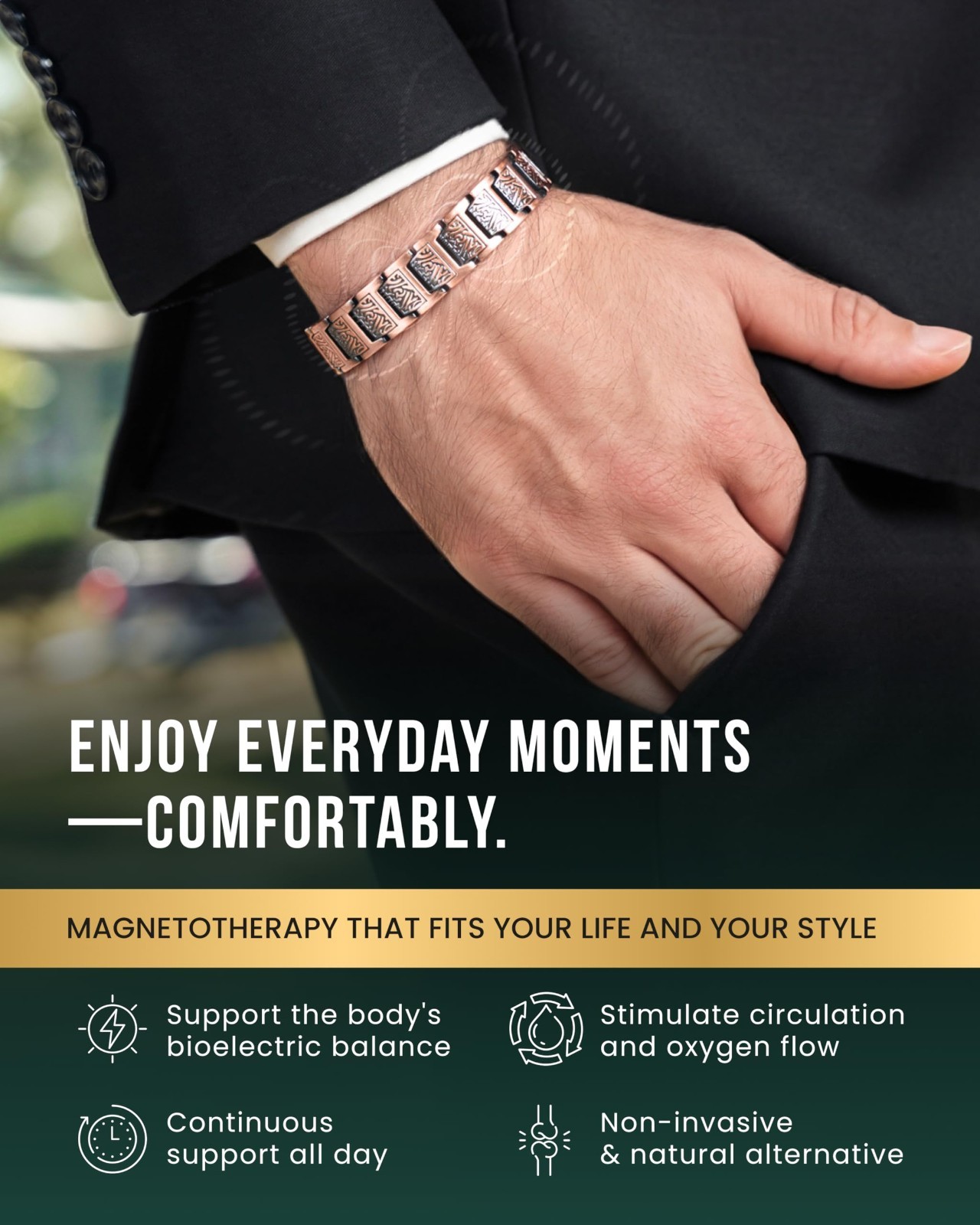 MagnetRX® Copper Bracelet for Men EllipseMAX 5X Strength Magnets (Viking Style)