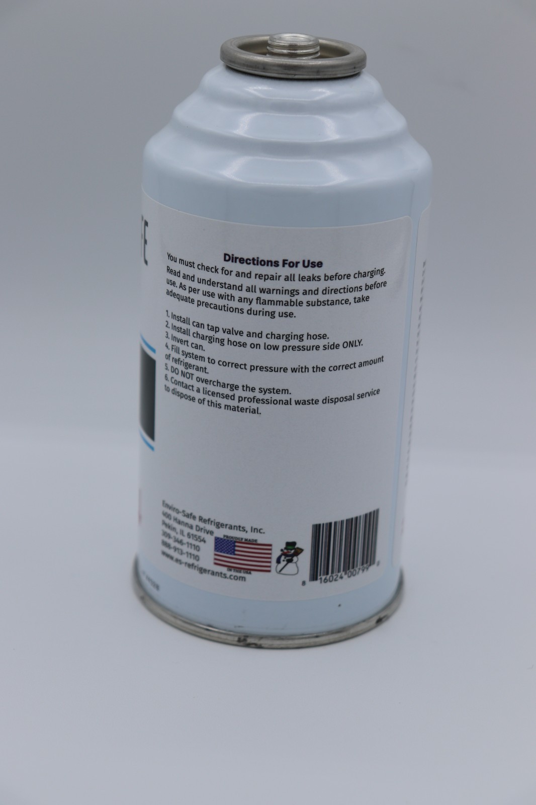 Enviro-Safe R-600a Refrigerant Inverted Piercing 6 oz 8 Cans and Brass Gauge