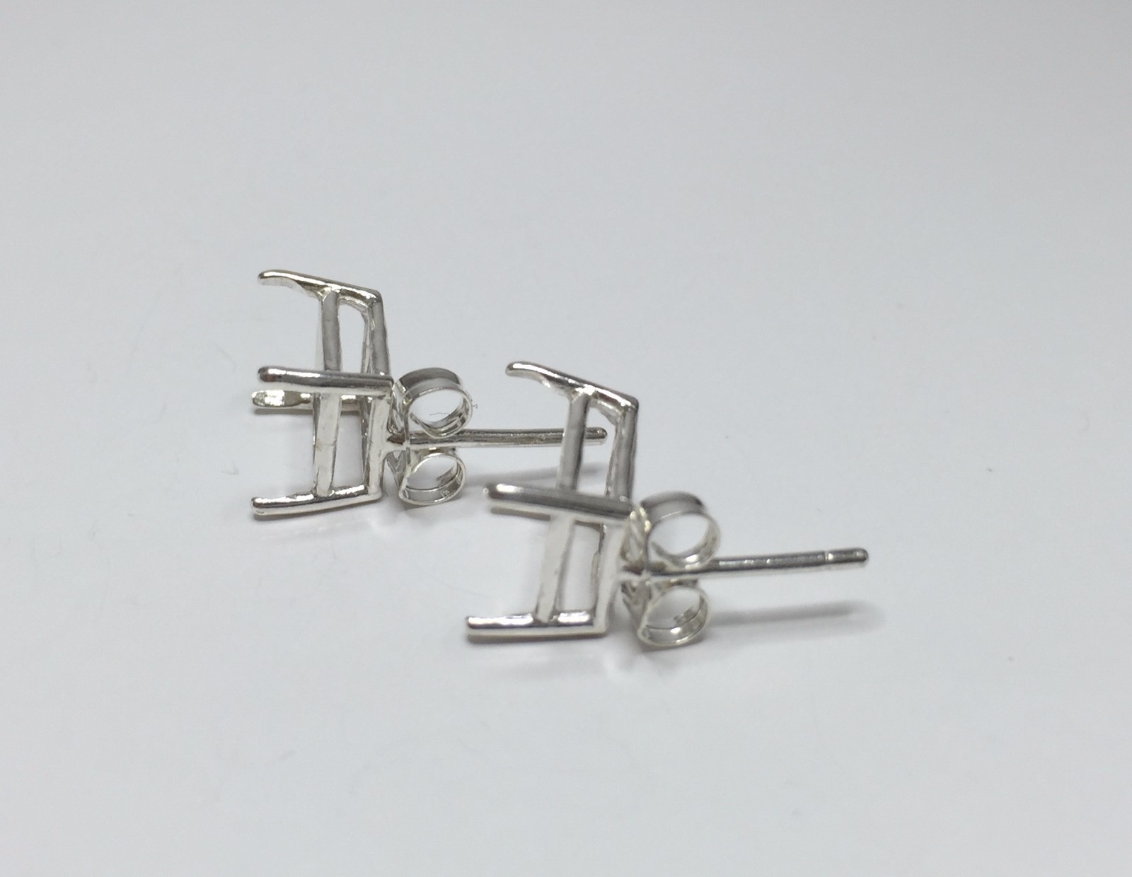 Two Octagon Sterling Silver Wire Pre-Notched Earring Settings (5x3-12x10mm)