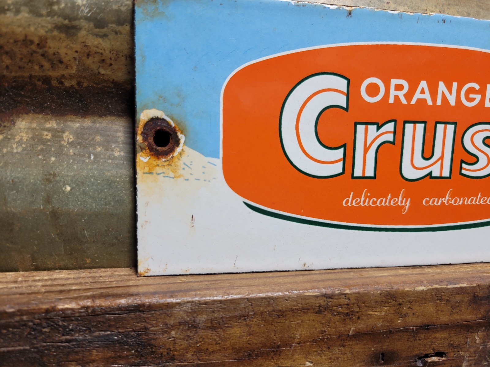 VINTAGE ORANGE CRUSH PORCELAIN SIGN OLD COLA SODA POP DRINK BEVERAGE BOTTLE SHOP