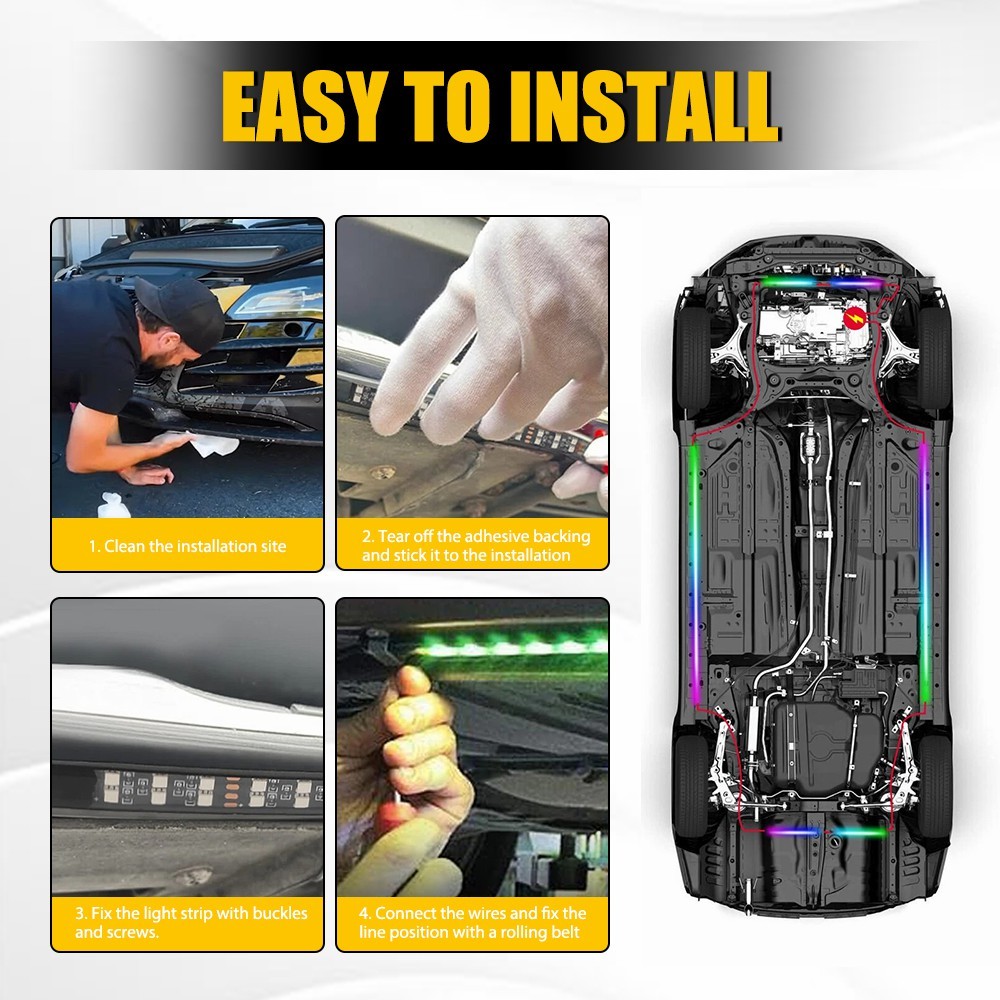 6Pcs Million Color Car Truck Underglow Under Body Accent Glow Neon LED Light Kit