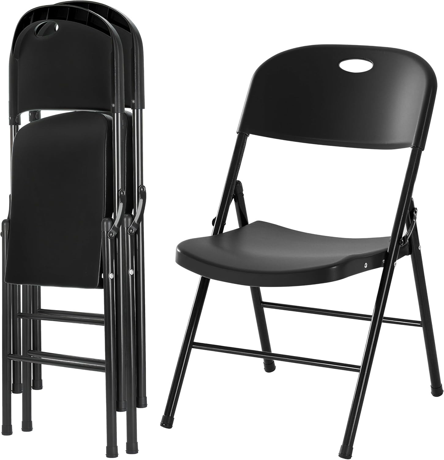 4-Pack Heavy Duty Plastic Folding Chair, 450 lbs Capacity Foldable Chairs