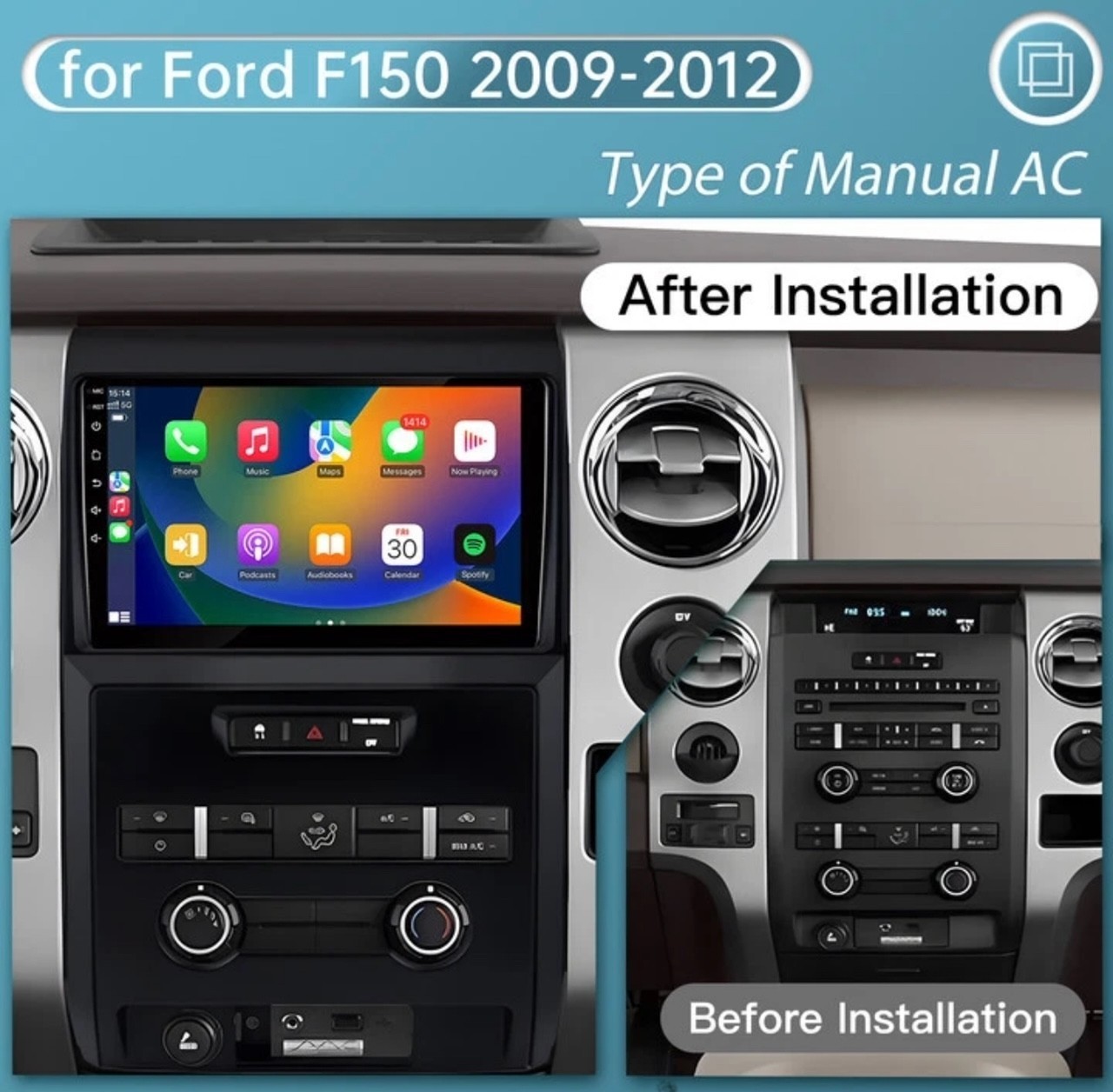 Ford F150 2009-2014 Apple Carplay Android 14 4+32G Car Stereo Radio HEAD UNIT B