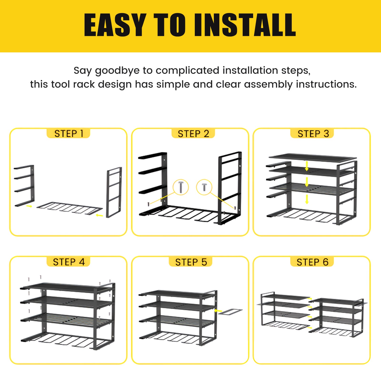 Heavy Duty Power Tool Organizer Wall Mount, Cordless 4 Drill Hanger Storage Rack