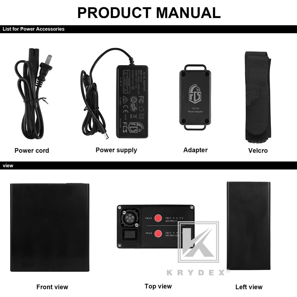 KRYDEX FCS Military BB2590 Rechargeable Li-ion Battery Case 2x16.8V Output Black