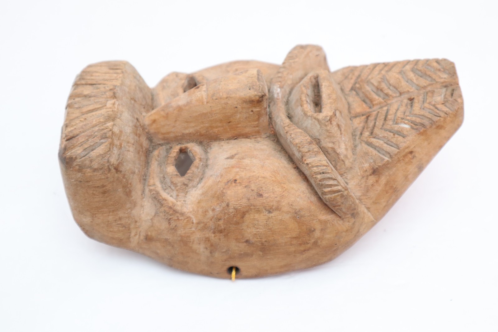 ATQ Guatemalan folks art Hand Carving Wood Mask Mayan Conquest Dancing Mask 8.75