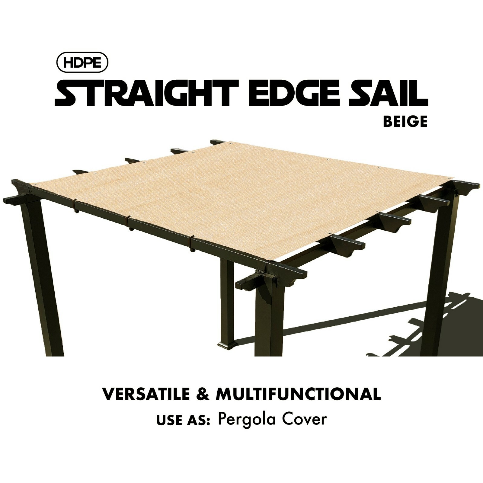 Heavy Duty Straight Edge Sun Shade Sail Pergola Canopy 90% Shade Cloth w/Grommet