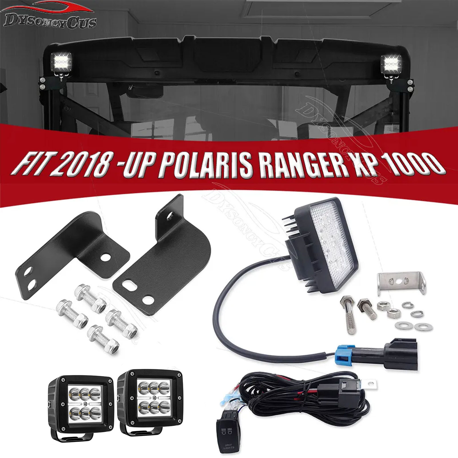 Fit Polaris Ranger XP 1000 LED Rear Backup Reverse Tail Light Mount Kit W/ Plug