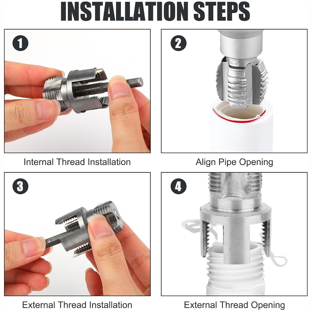 PVC Pipe Threader Kit With Internal & External Threading Tool - USA Standard