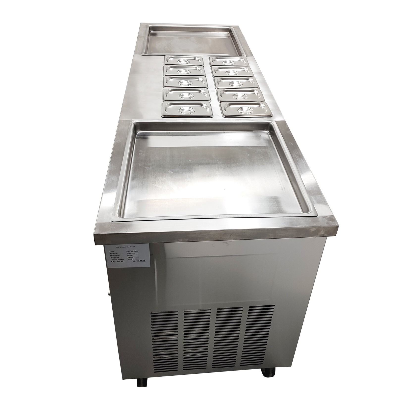 Commercial 17.7“x17.7" 110V Square Double Pans Fried Ice Cream Machine