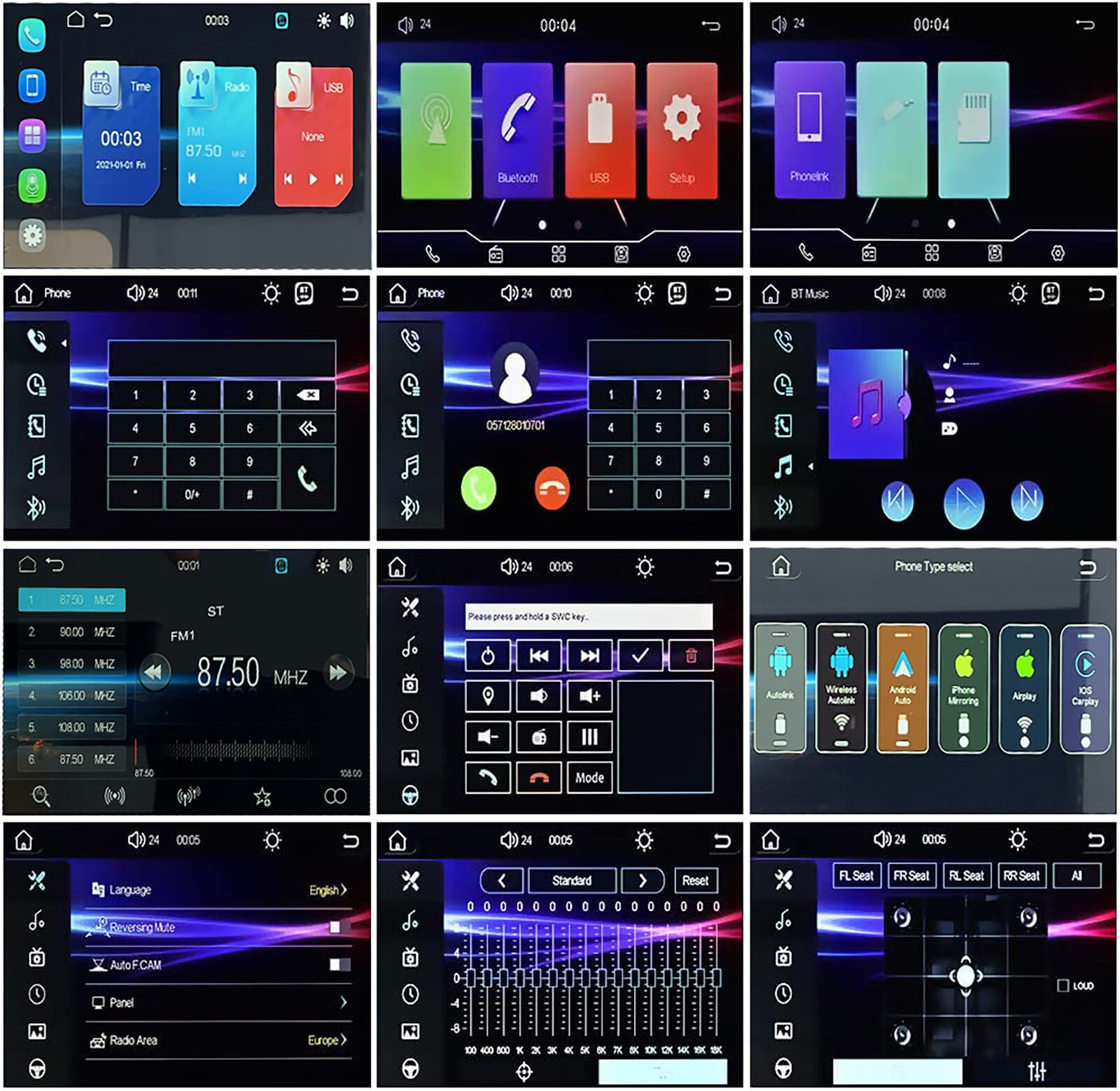 10.4" Single Din Touch Screen Stereo Bluetooth Radio Apple/Android Carplay+CAM