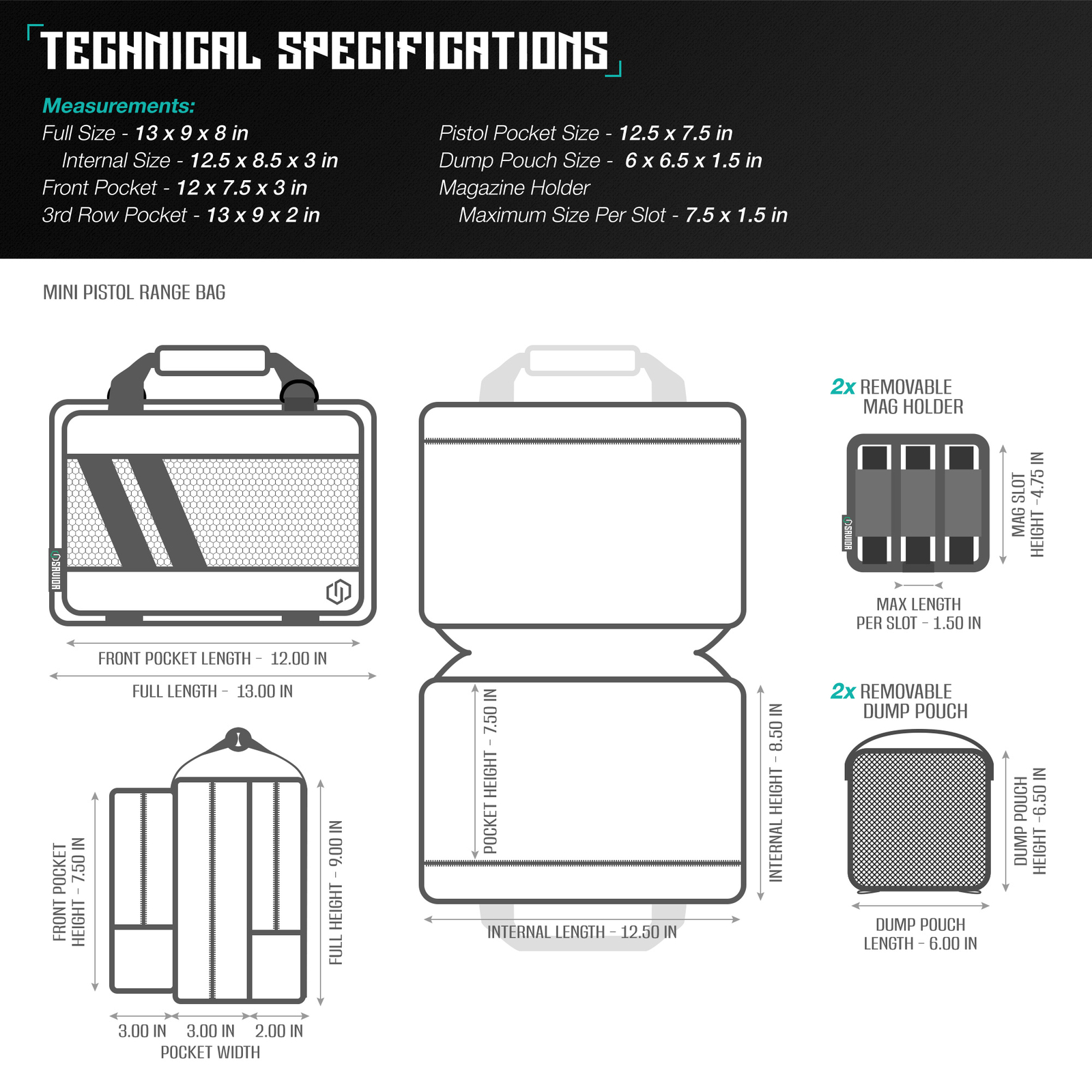 [SAVIOR] Mini Range Bag Tactical Pistol Handgun Revolver Shooting Case w/Strap