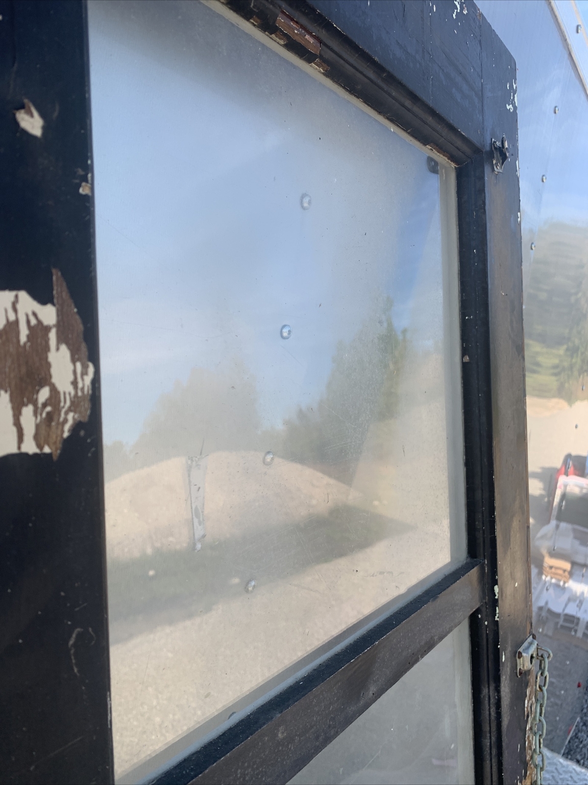 24" Door Wood French Door 4 Glass Pane Windows Rustic Patina Barn Repurposed