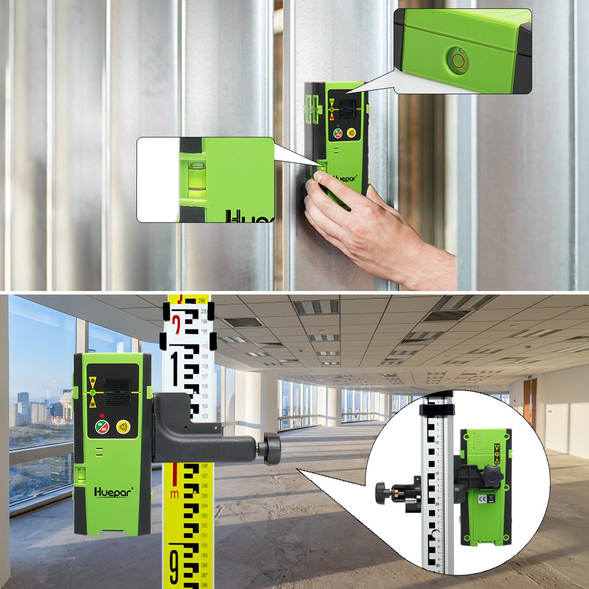 Huepar 4D Laser Level 16 Lines Self Leveling Cross Line 197Ft 704CG + Receiver