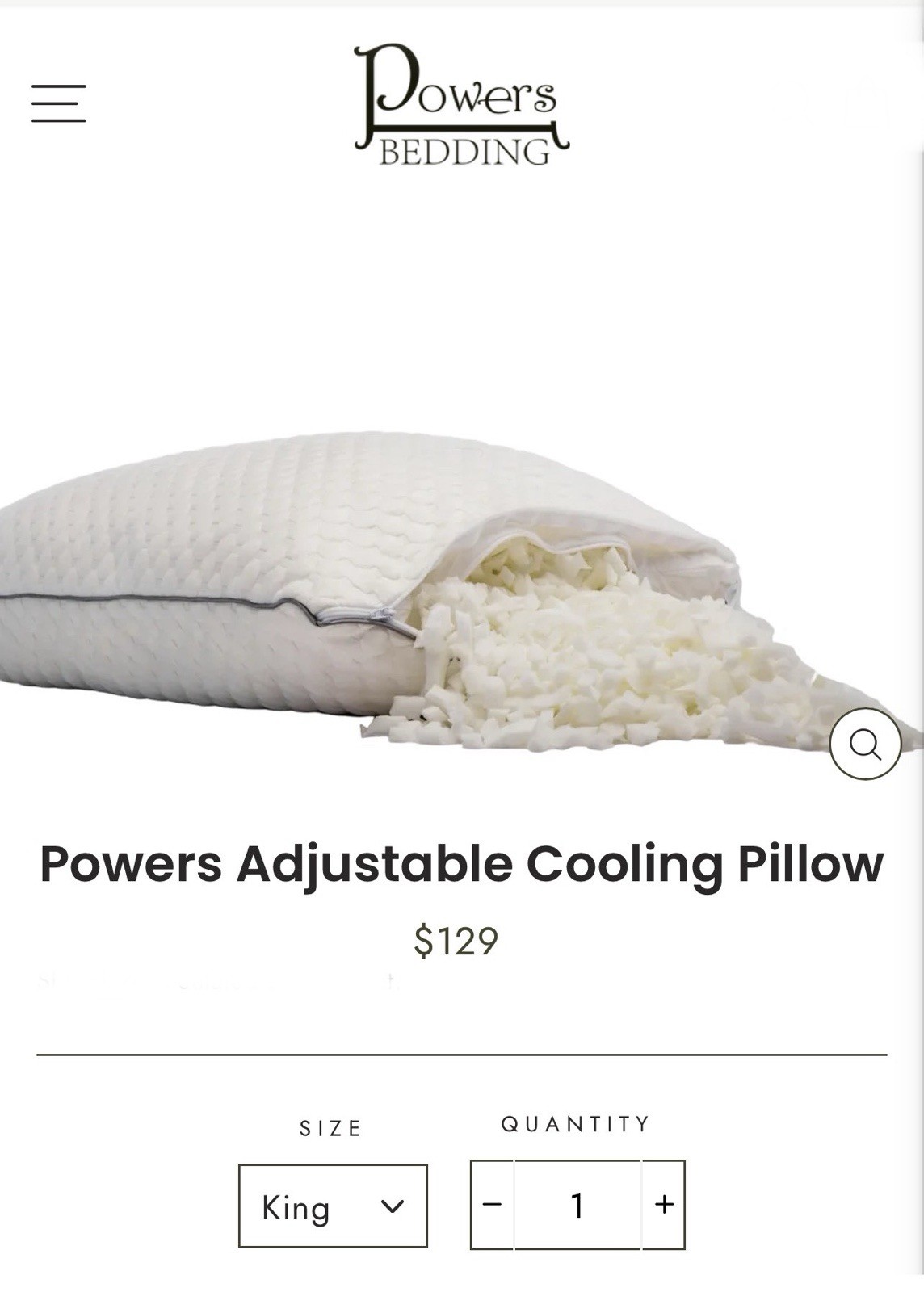 Powers King Size Adjustable Cooling Pillow BRAND NEW