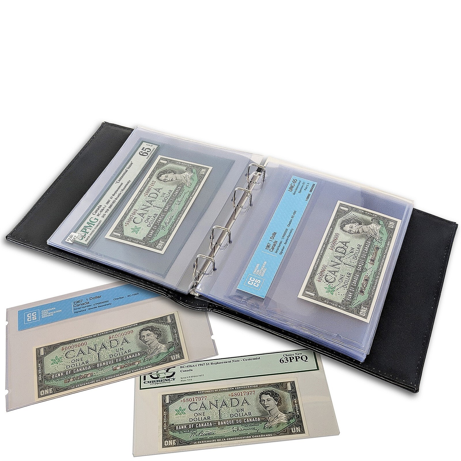 New Graded Currency Album w/ 20 Clear Pages 4 Rings Binder For Certified Bill