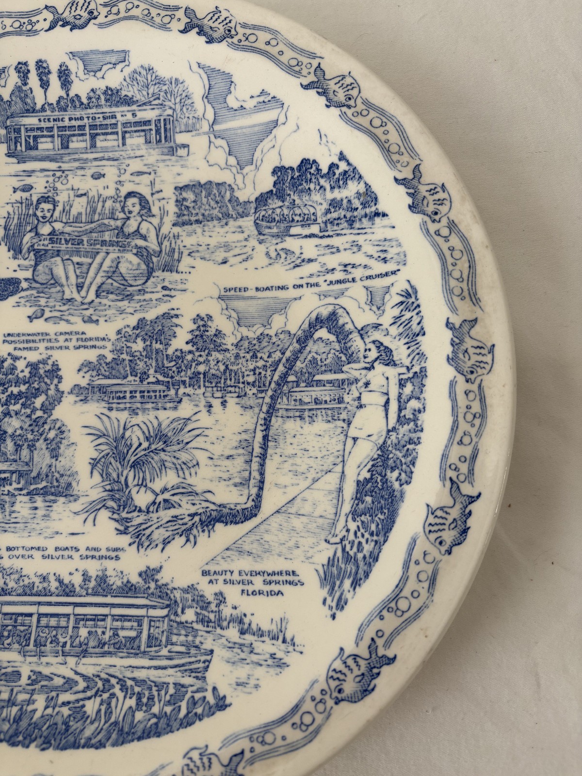 Silver Springs, Florida Rare Vintage Souvenir Plate By Vernon Kilns Exc. Cond.
