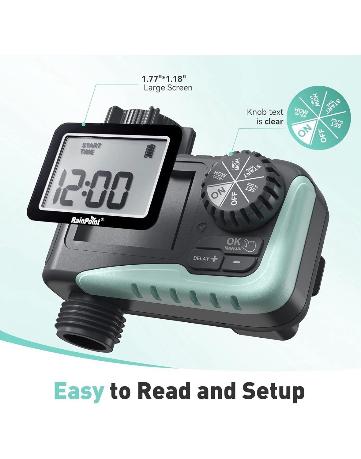 RAINPOINT Sprinkler Timer, Programmable Water Timer for Garden Hose, Outdoor Hos